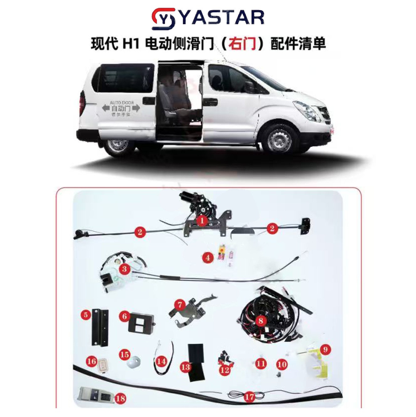 适用现代辉翼Starex H1 电动侧滑门electric sliding door