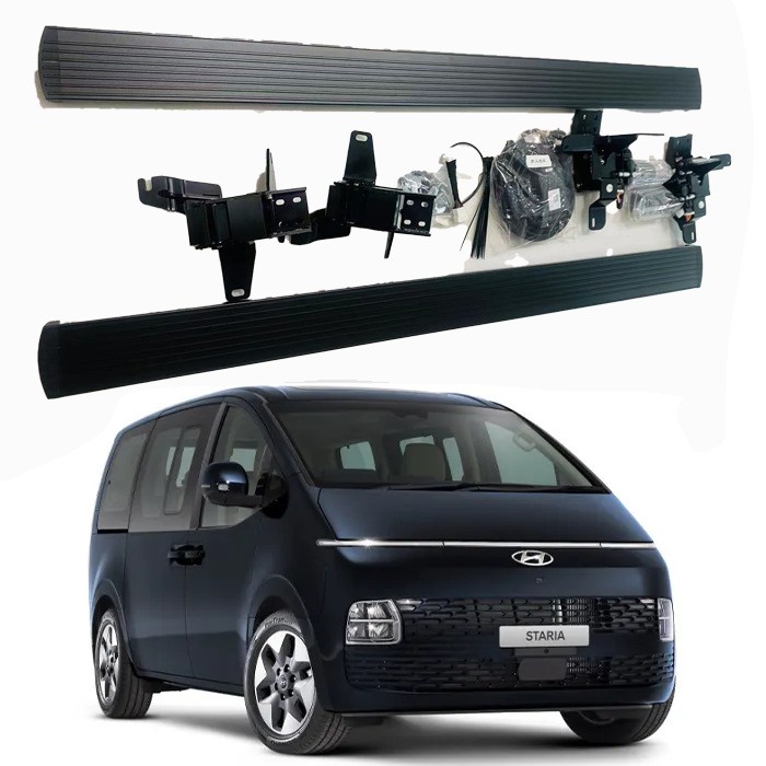 适用现代STARIA电动踏板改装SUV黑金流光带灯